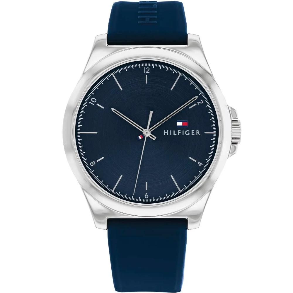 TOMMY HILFIGER Norris Blue Dial 42mm Silver Stainless Steel Blue Rubber Strap 1710616
