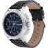 TOMMY HILFIGER Walker Multifunction Blue Dial 44mm Silver Stainless Steel Black Leather Strap 1710619 - 1