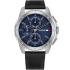 TOMMY HILFIGER Walker Multifunction Blue Dial 44mm Silver Stainless Steel Black Leather Strap 1710619 - 0