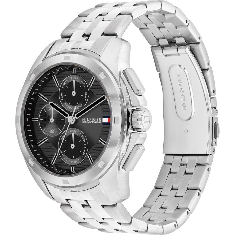 TOMMY HILFIGER Walker Multifunction Black Dial 44mm Silver Stainless Steel Bracelet 1710620