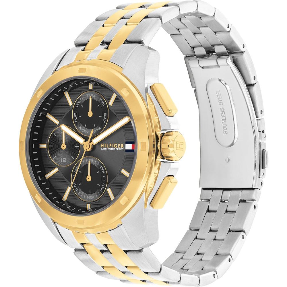 TOMMY HILFIGER Walker Multifunction Black Dial 44mm Two Tone Gold Stainless Steel Bracelet 1710621