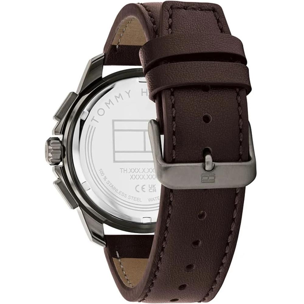 TOMMY HILFIGER Walker Multifunction Black Dial 44mm Grey Stainless Steel Brown Leather Strap 1710623