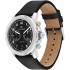 TOMMY HILFIGER Wesley Dual Time Black Dial 42mm Silver Stainless Steel Black Leather Strap 1710624 - 1