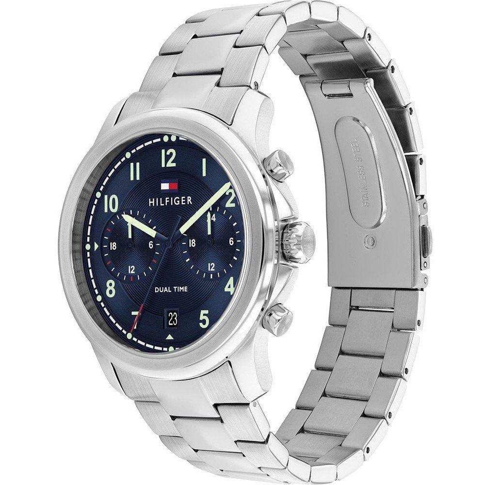 TOMMY HILFIGER Wesley Dual Time Blue Dial 42mm Silver Stainless Steel Bracelet 1710626