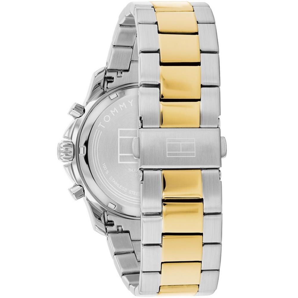 TOMMY HILFIGER Wesley Dual Time Black Dial 42mm Two Tone Gold Stainless Steel Bracelet 1710627