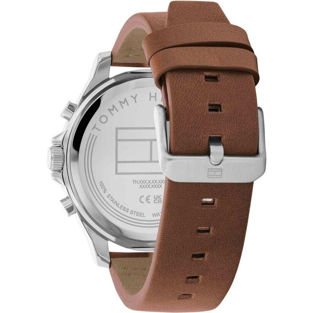 TOMMY HILFIGER Lance Multifunction Blue Dial 46mm Silver Stainless Steel Brown Leather Strap 1710633