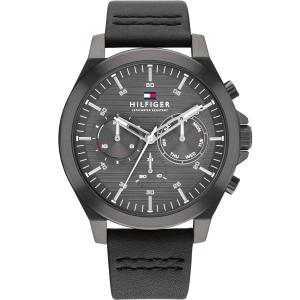 TOMMY HILFIGER Lance Multifunction Grey Dial 46mm Grey Stainless Steel Black Leather Strap 1710634 - 45965