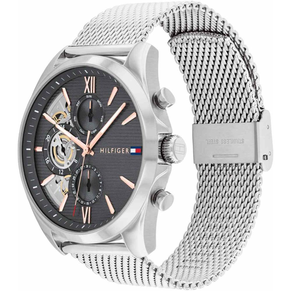 TOMMY HILFIGER Baker Multifunction Grey Dial 44mm Silver Stainless Steel Mesh Bracelet 1710646