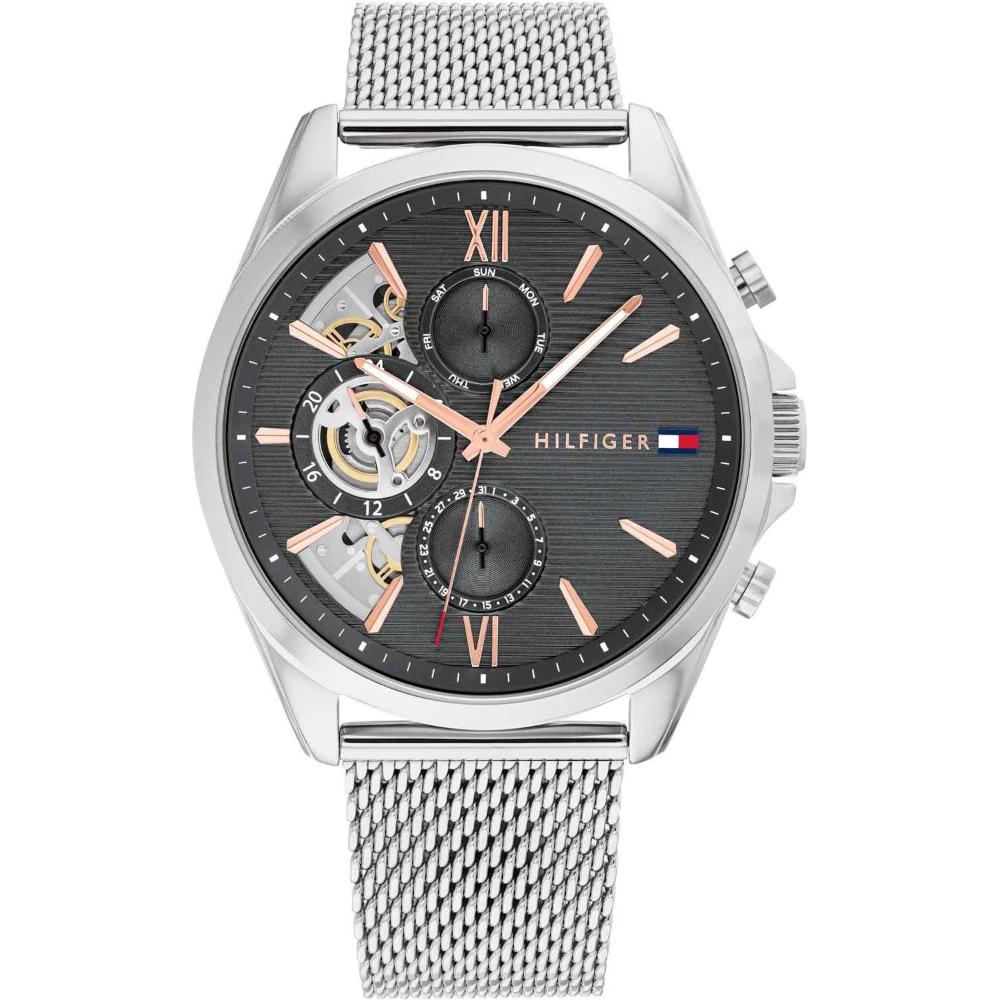 TOMMY HILFIGER Baker Multifunction Grey Dial 44mm Silver Stainless Steel Mesh Bracelet 1710646