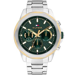 TOMMY HILFIGER Lars Multifunction Green Dial 46mm Two Tone Gold Stainless Steel Bracelet 1710651 - 50322