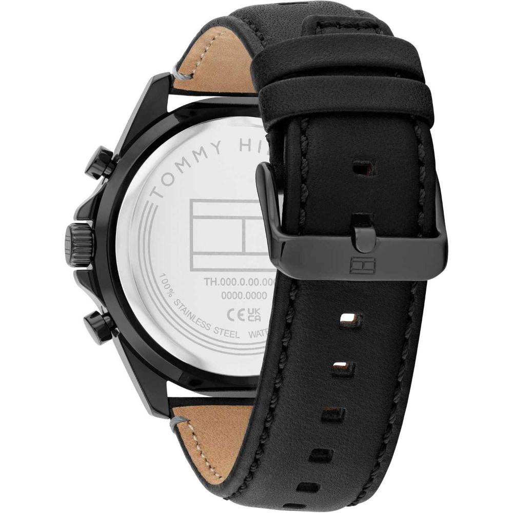 TOMMY HILFIGER Jax Multifunction Black Dial 44mm Black Stainless Steel Black Leather Strap 1710654