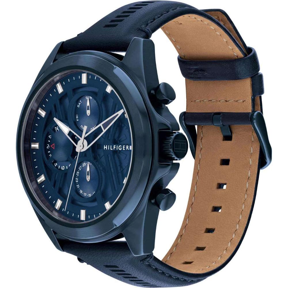 TOMMY HILFIGER Jax Multifunction Blue Dial 44mm Blue Stainless Steel Blue Leather Strap 1710655