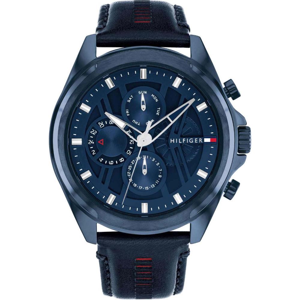 TOMMY HILFIGER Jax Multifunction Blue Dial 44mm Blue Stainless Steel Blue Leather Strap 1710655