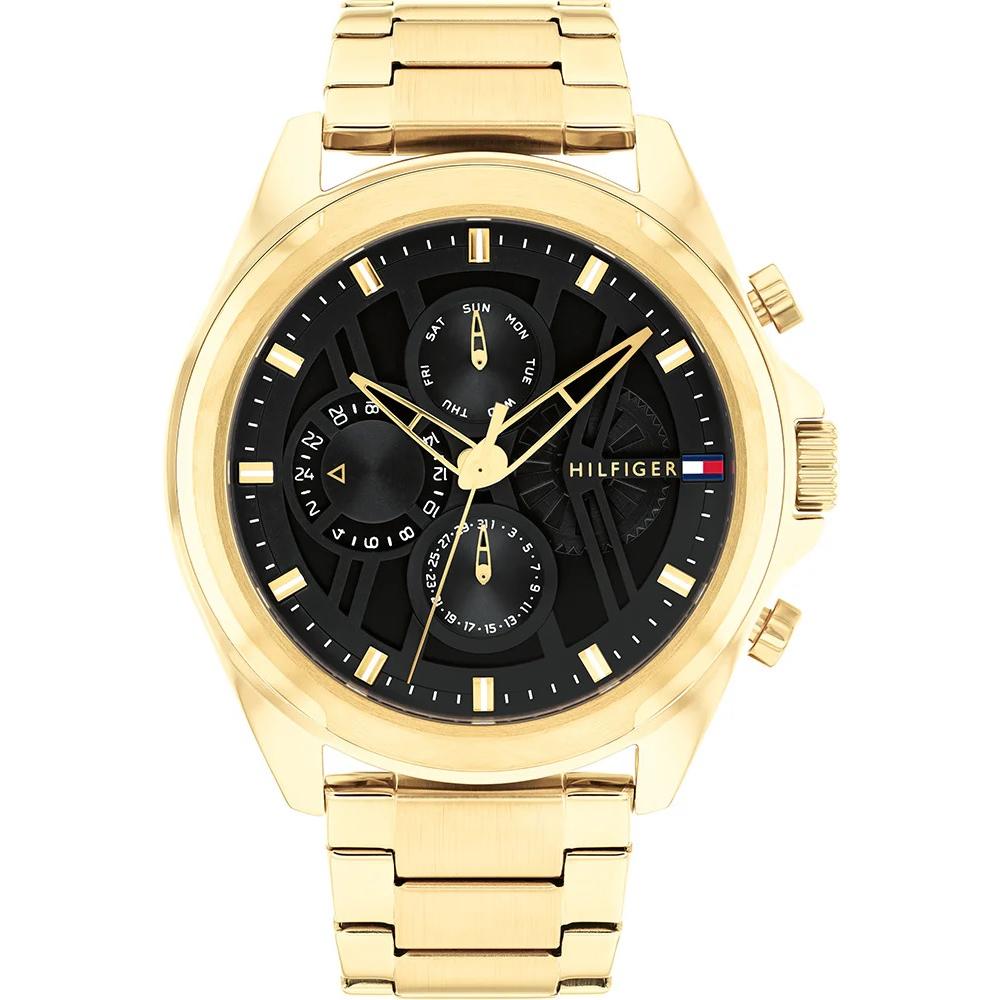 TOMMY HILFIGER Jax Multifunction Black Dial 44mm Gold Stainless Steel Bracelet 1710658