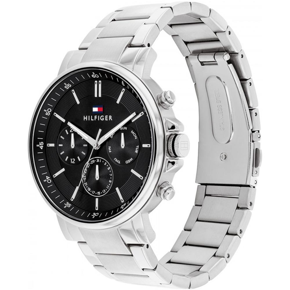 TOMMY HILFIGER Tyson Multifunction Black Dial 44mm Silver Stainless Steel Bracelet 1710667