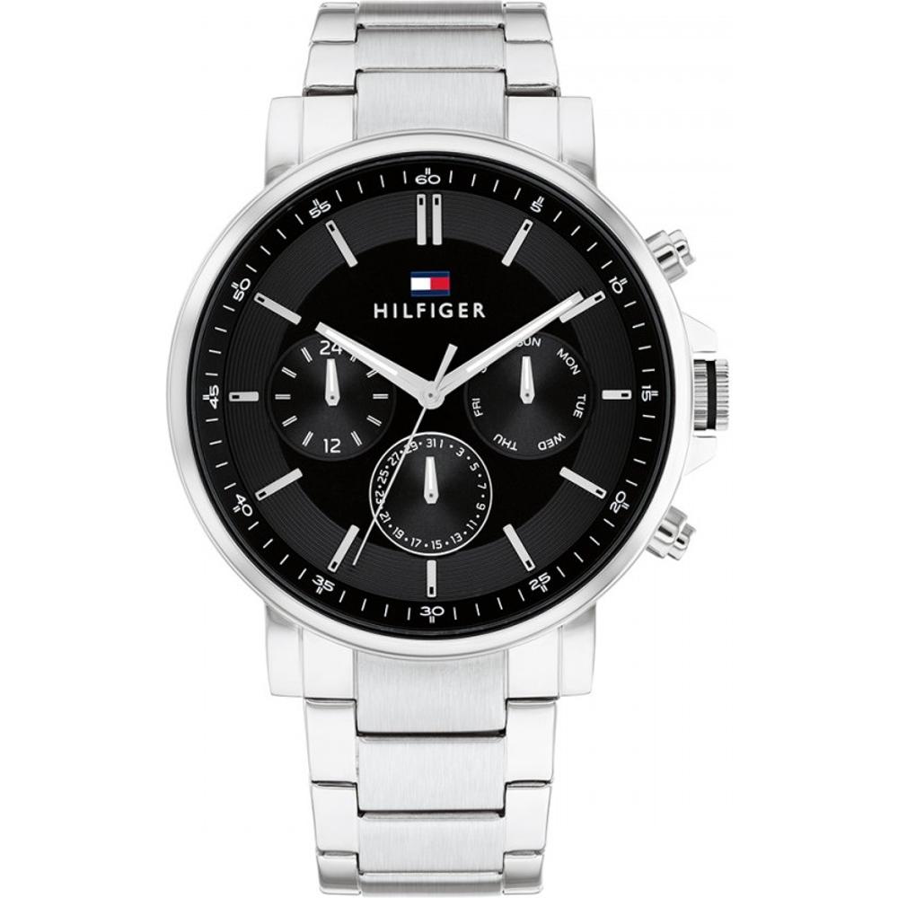 TOMMY HILFIGER Tyson Multifunction Black Dial 44mm Silver Stainless Steel Bracelet 1710667