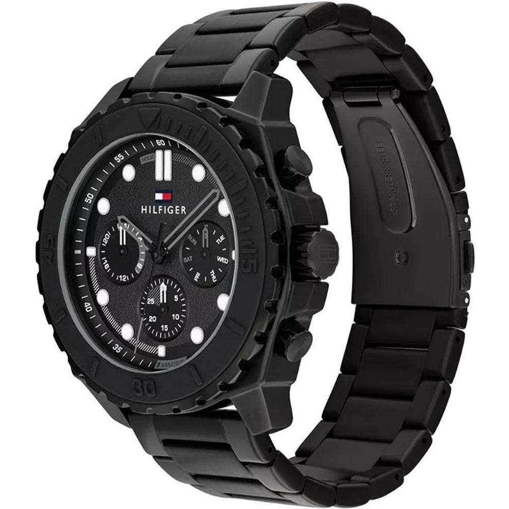 TOMMY HILFIGER Morgan Multifunction Black Dial 48mm Black Stainless Steel Bracelet 1710690