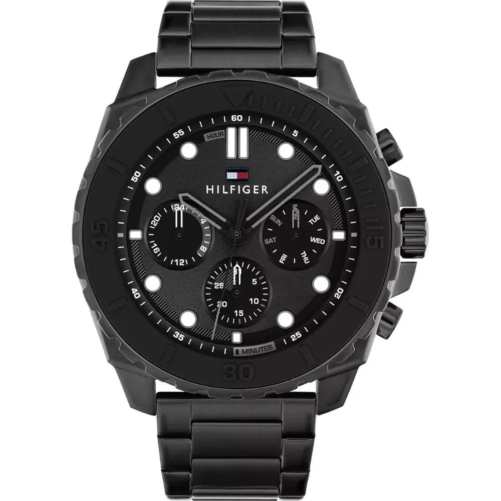 TOMMY HILFIGER Morgan Multifunction Black Dial 48mm Black Stainless Steel Bracelet 1710690