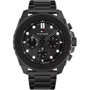 TOMMY HILFIGER Morgan Multifunction Black Dial 48mm Black Stainless Steel Bracelet 1710690 - 55501