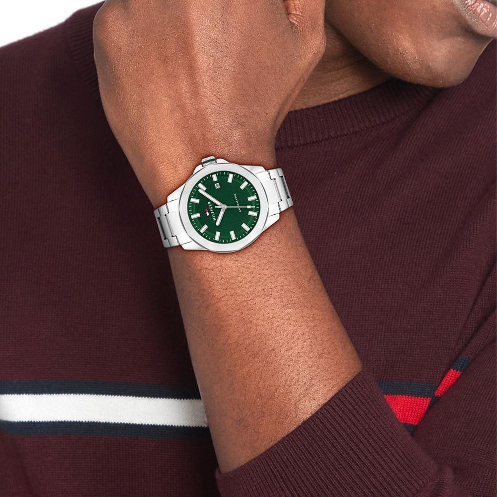 TOMMY HILFIGER Lars Automatic Green Dial 42mm Silver Stainless Steel Bracelet 1710694