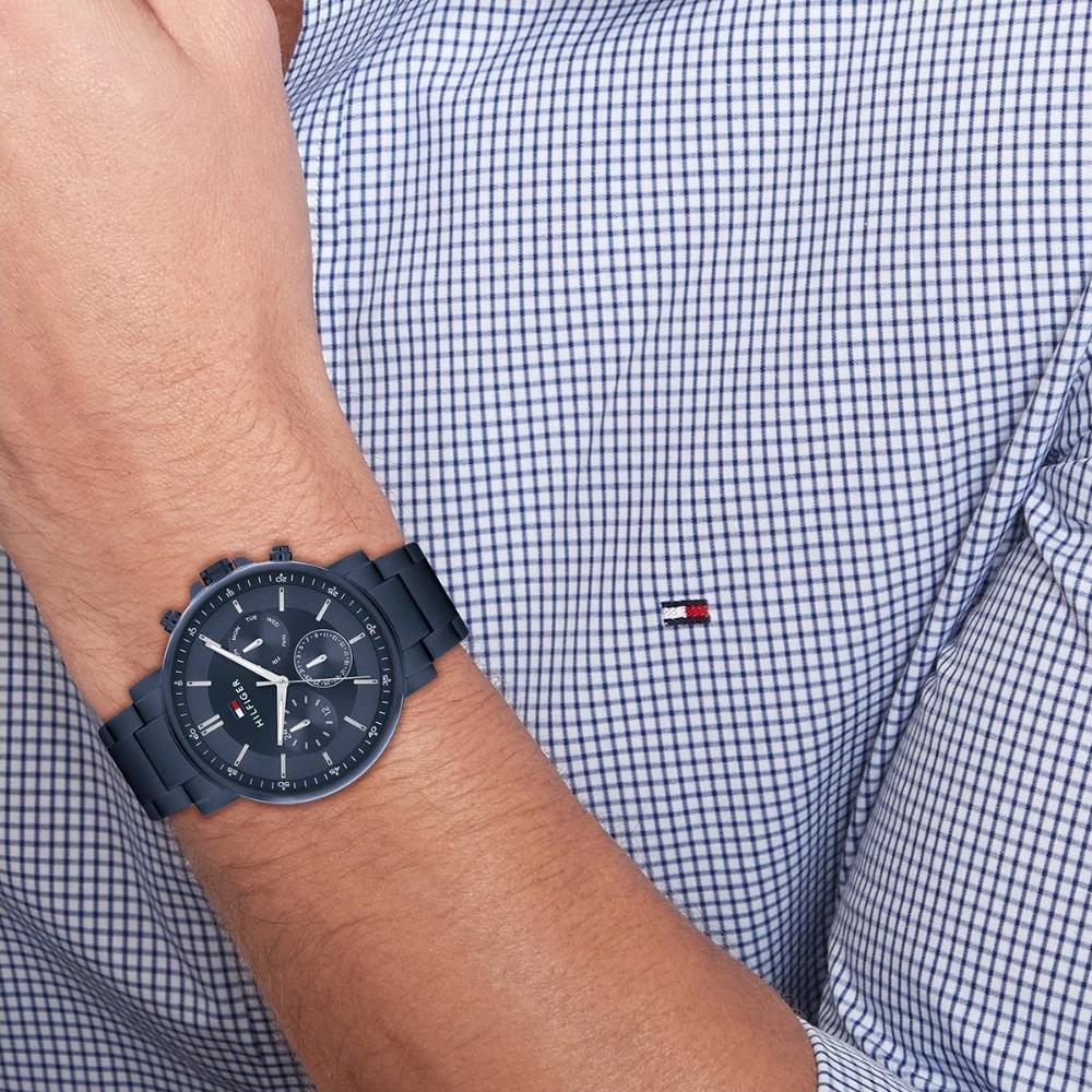 TOMMY HILFIGER Tyson Multifunction Blue Dial 43mm Blue Stainless Steel Bracelet 1710705