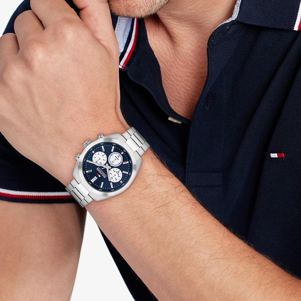 TOMMY HILFIGER Hudson Multifunction Blue Dial 40mm Silver Stainless Steel Bracelet 1710722