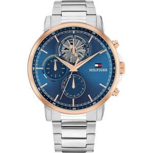 TOMMY HILFIGER Stewart Multifunction Blue Dial 44mm Two-Tone Rose Gold and Silver Stainless Steel Bracelet 1710734 - 62451