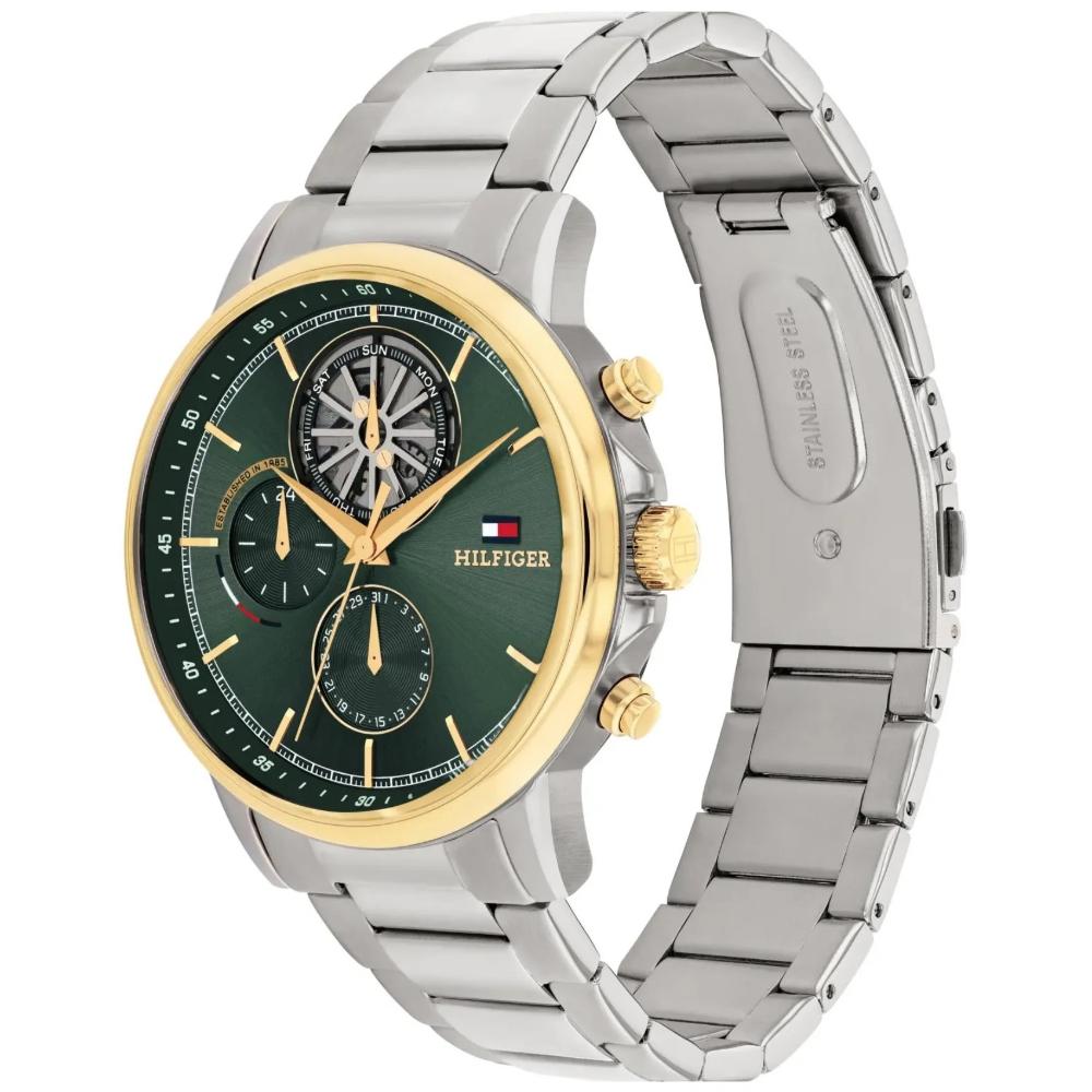 TOMMY HILFIGER Stewart Multifunction Green Dial 44mm Two-Tone Gold and Silver Stainless Steel Bracelet 1710735