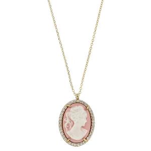 NECKLACE Cameo Yellow Gold 14K and Zircon Stones 17454N - 23750