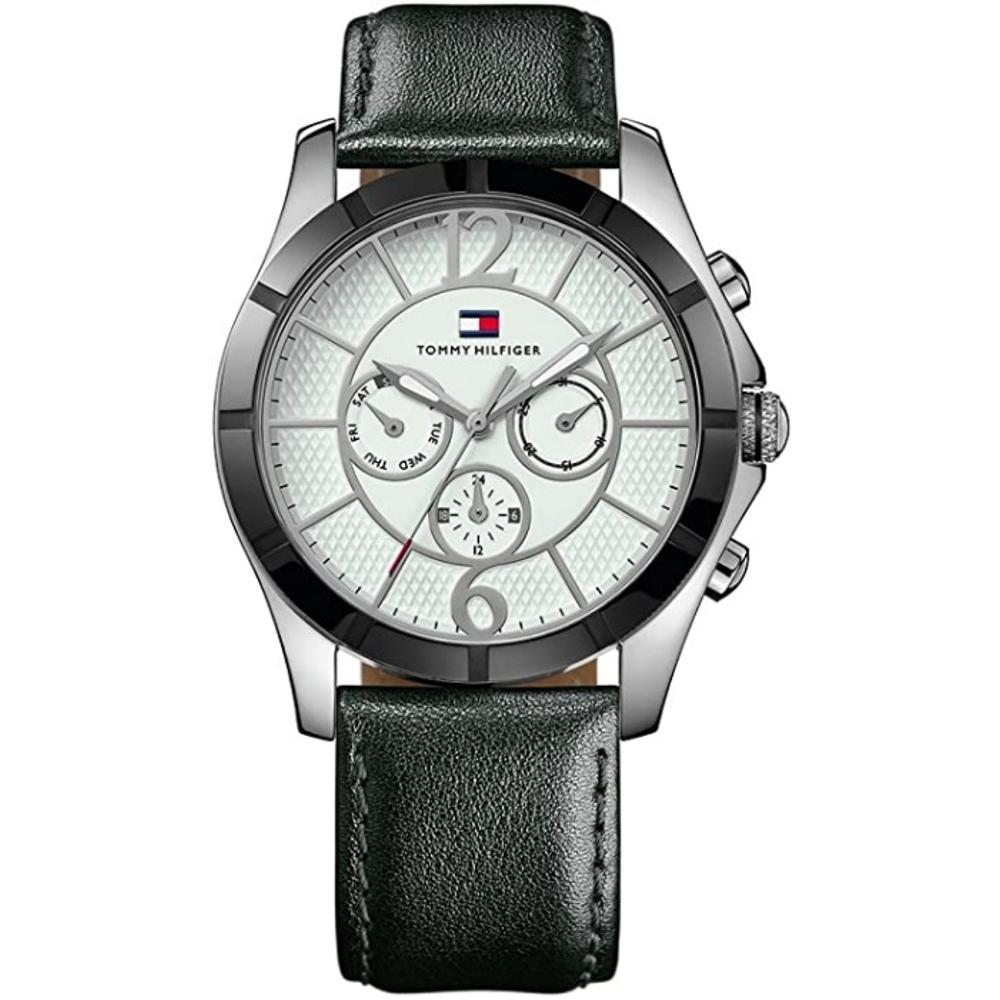TOMMY HILFIGER Multifunction 42mm Silver Stainless Steel Black Leather Strap 1781144