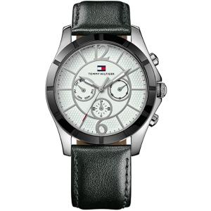 TOMMY HILFIGER Multifunction 42mm Silver Stainless Steel Black Leather Strap 1781144 - 9599