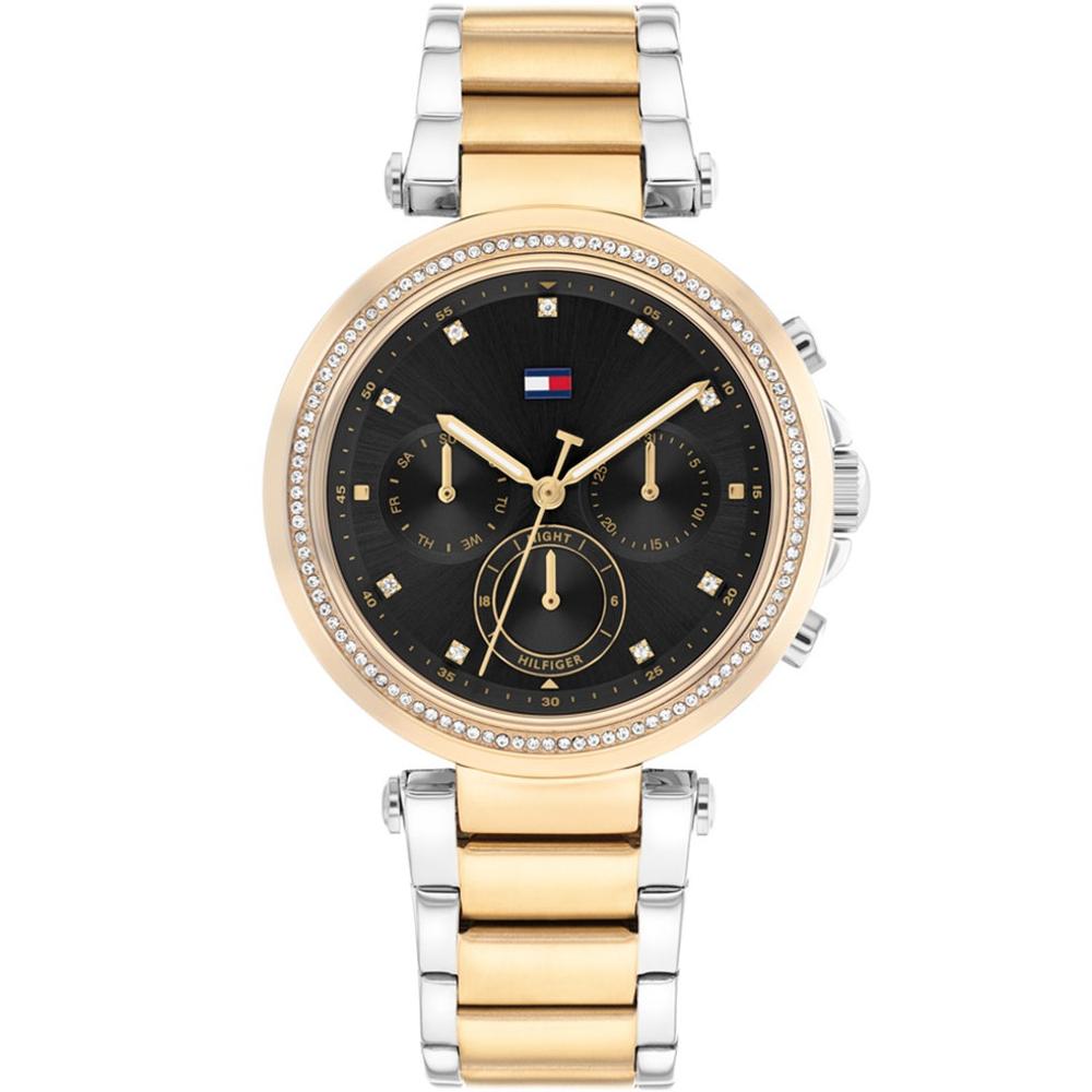 TOMMY HILFIGER Emily Crystals Black Dial 38mm Two Tone Gold Stainless Steel Bracelet 1782702