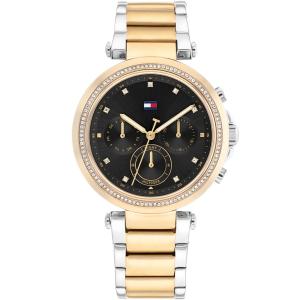 TOMMY HILFIGER Emily Crystals Black Dial 38mm Two Tone Gold Stainless Steel Bracelet 1782702 - 42706