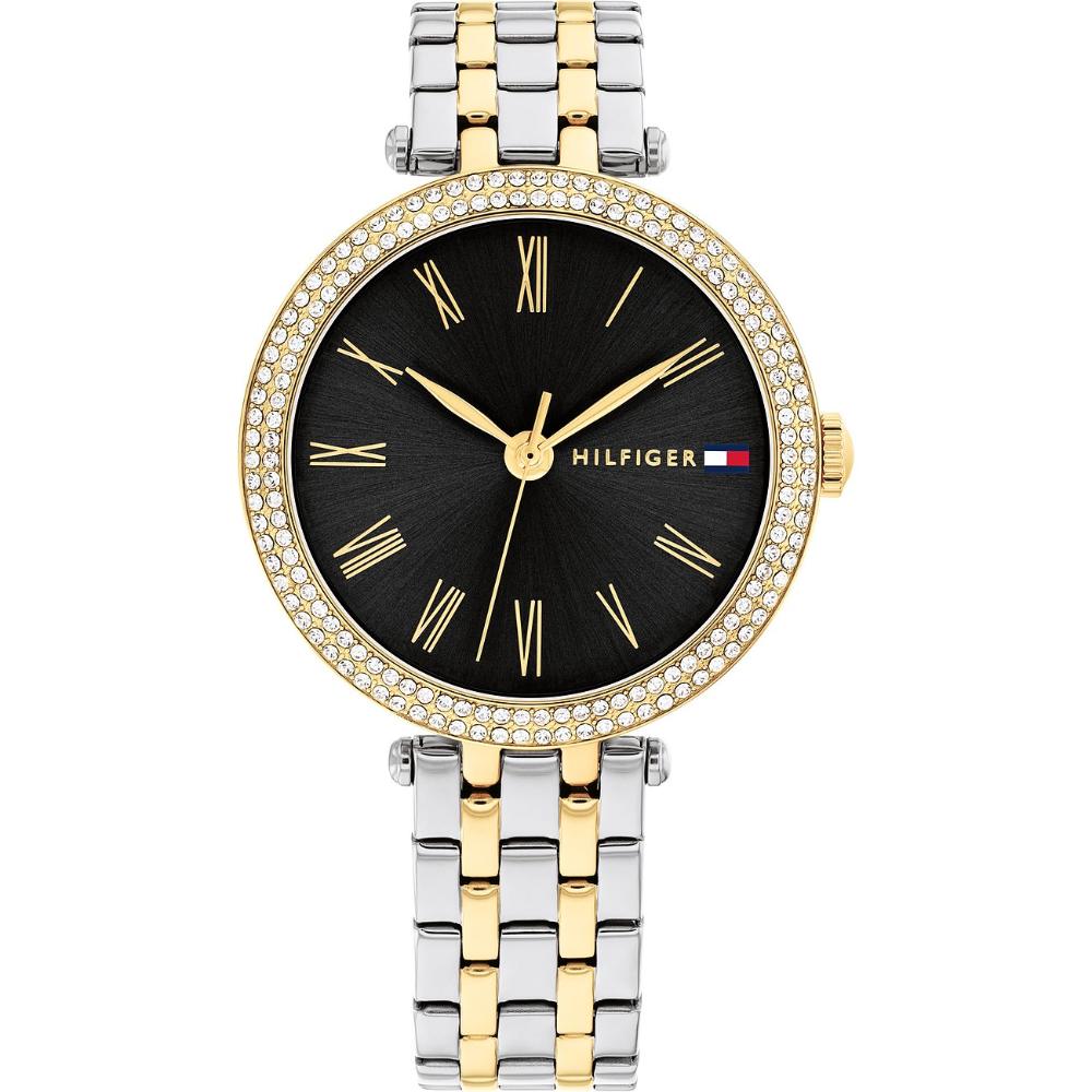 TOMMY HILFIGER Natalie Crystals Black Dial 34mm Two Tone Gold Stainless Steel Bracelet 1782720