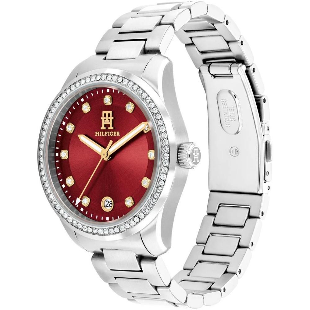 TOMMY HILFIGER TH85 Crystals Red Dial 36mm Silver Stainless Steel Bracelet 1782794