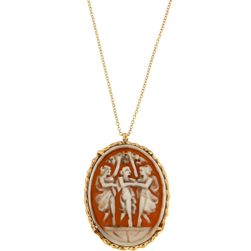 NECKLACE Cameo Handmade 14K Yellow Gold 17900
