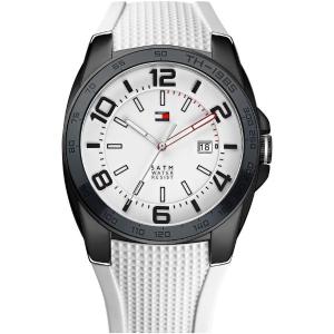 TOMMY HILFIGER Andy 48mm Black Stainless Steel White Rubber Strap 1790882 - 9602