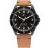 TOMMY HILFIGER Maverick Three Hands 44mm Black Stainless Steel Brown Leather Strap 1791906 - 0