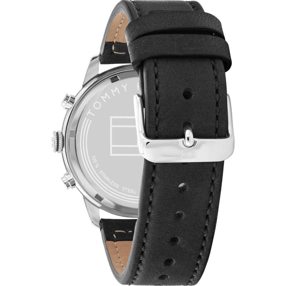 TOMMY HILFIGER Jimmy Multifunction 44mm Silver Stainless Steel Black Leather Strap 1791947