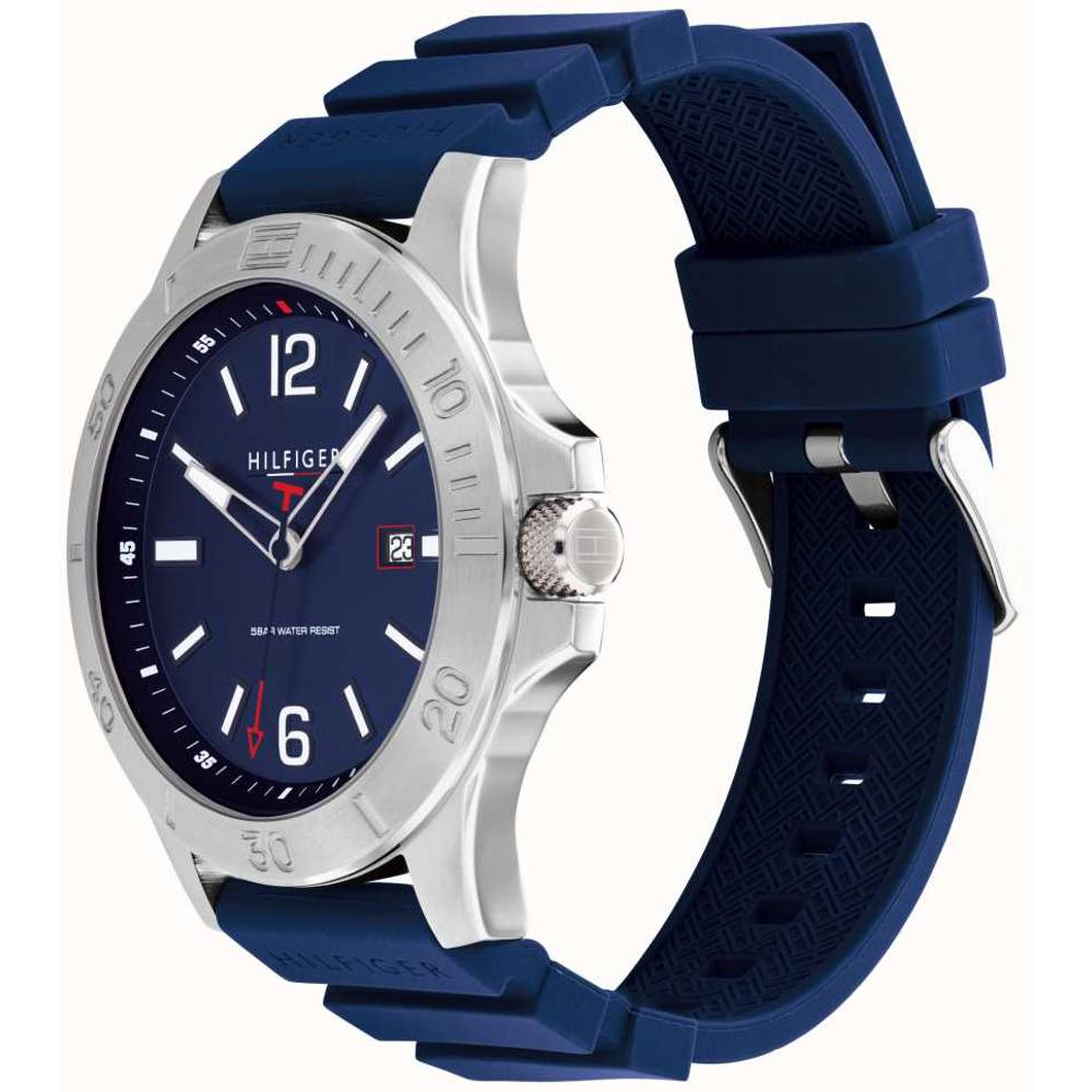 TOMMY HILFIGER Ryan 46mm Silver Stainless Steel Blue Rubber Strap 1791991