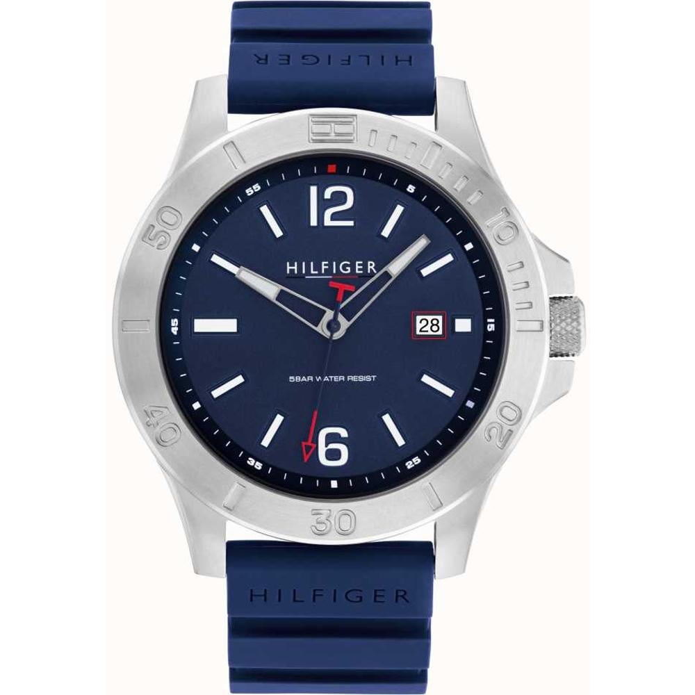 TOMMY HILFIGER Ryan 46mm Silver Stainless Steel Blue Rubber Strap 1791991
