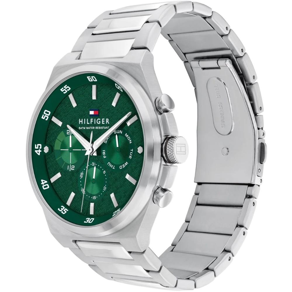 TOMMY HILFIGER Dexter Multifunction Green Dial 46mm Silver Stainless Steel Bracelet 1792088