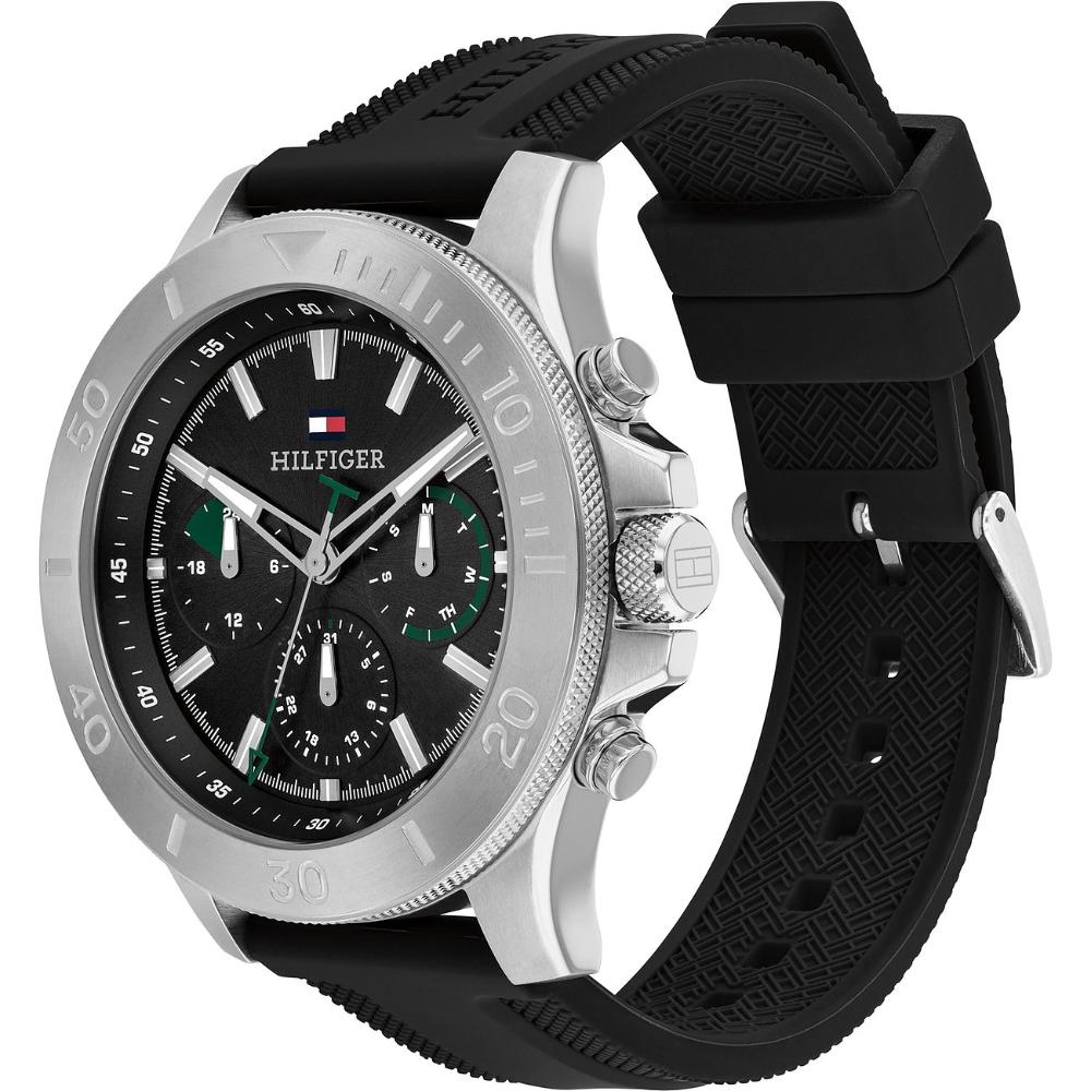 TOMMY HILFIGER Bryan Multifunction Black Dial 46mm Silver Stainless Steel Black Rubber Strap 1792111