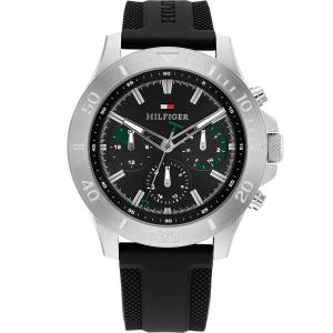 TOMMY HILFIGER Bryan Multifunction Black Dial 46mm Silver Stainless Steel Black Rubber Strap 1792111 - 45322