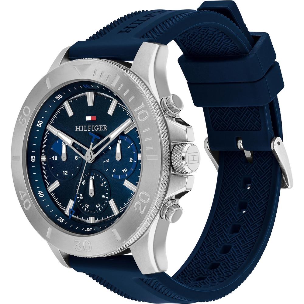 TOMMY HILFIGER Bryan Multifunction Blue Dial 46mm Silver Stainless Steel Blue Rubber Strap 1792112