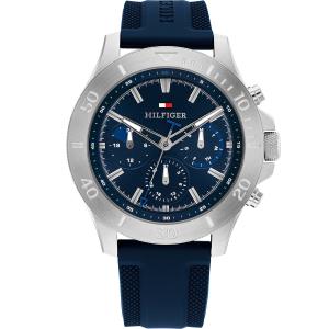 TOMMY HILFIGER Bryan Multifunction Blue Dial 46mm Silver Stainless Steel Blue Rubber Strap 1792112 - 45316