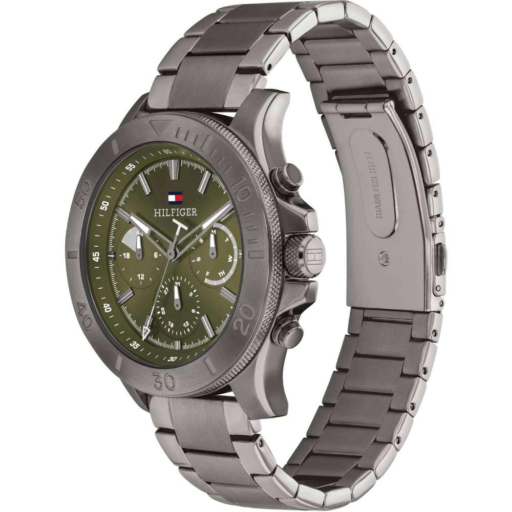 TOMMY HILFIGER Bryan Multifunction Green Dial 46mm Gray Stainless Steel Bracelet 1792115