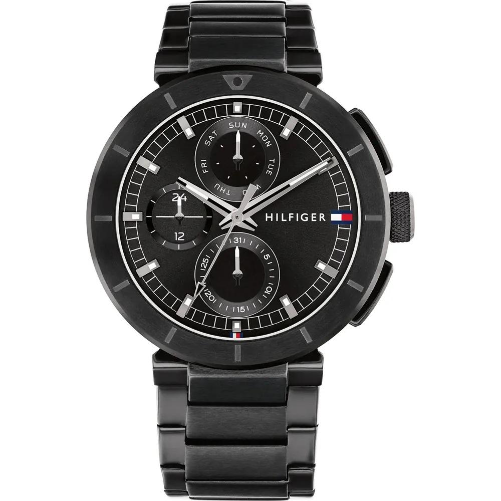 TOMMY HILFIGER Lorenzo Multifunction Black Dial 44mm Black Stainless Steel Bracelet 1792119