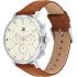 TOMMY HILFIGER Tyson Multifunction Beige Dial 44mm Silver Stainless Steel Brown Leather Strap 1792143 - 1