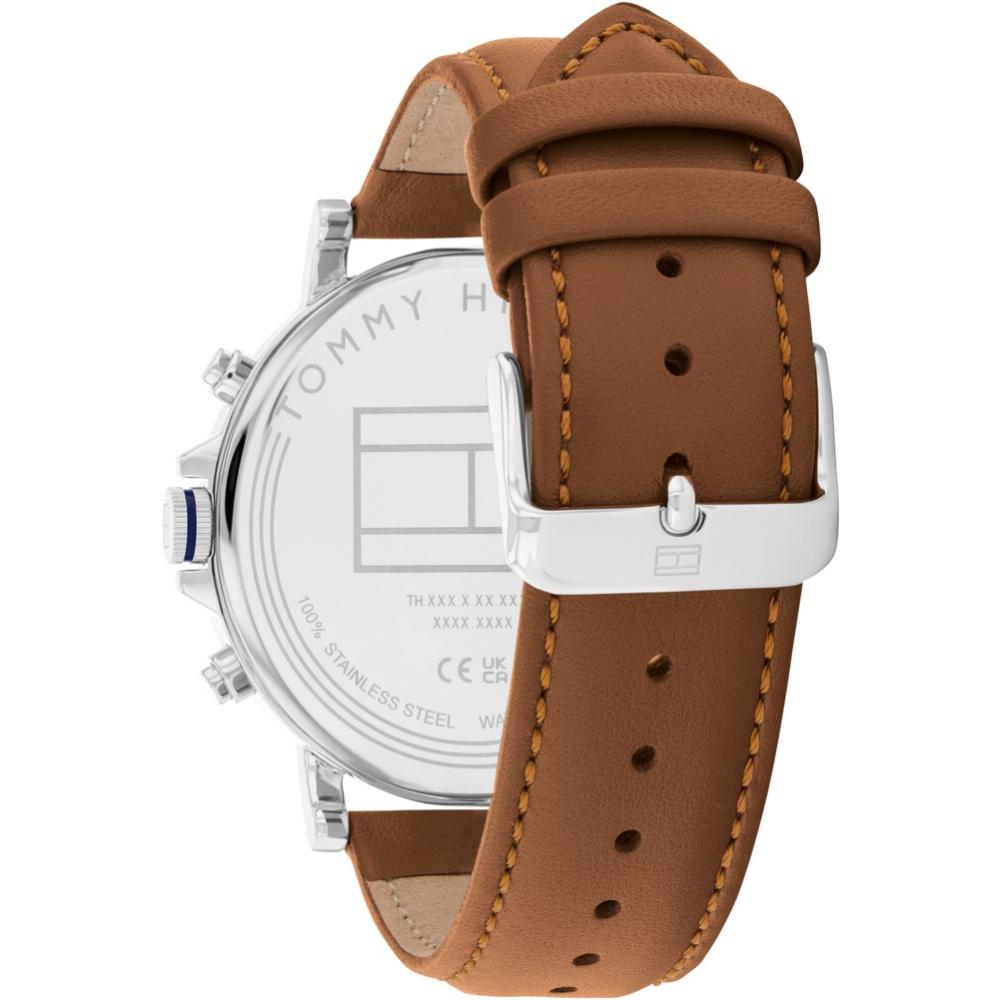 TOMMY HILFIGER Tyson Multifunction Beige Dial 44mm Silver Stainless Steel Brown Leather Strap 1792143